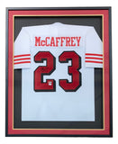 Christian McCaffrey San Francisco Signed Framed White Football Jersey JSA - Sports Integrity