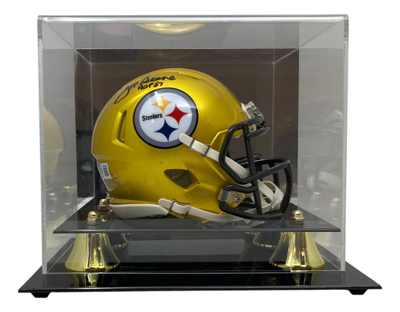 Mean Joe Greene Signed Steelers Flash Mini Speed Helmet HOF 87 BAS w/ Case Sports Integrity