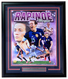 The Sports Integrity Megan Rapinoe Signed Framed 16x20 USA Women's Soccer Photo by Steiner features dynamic on-field images of Rapinoe in a U.S. jersey, with her name displayed above, capturing top moments in one collectible display.