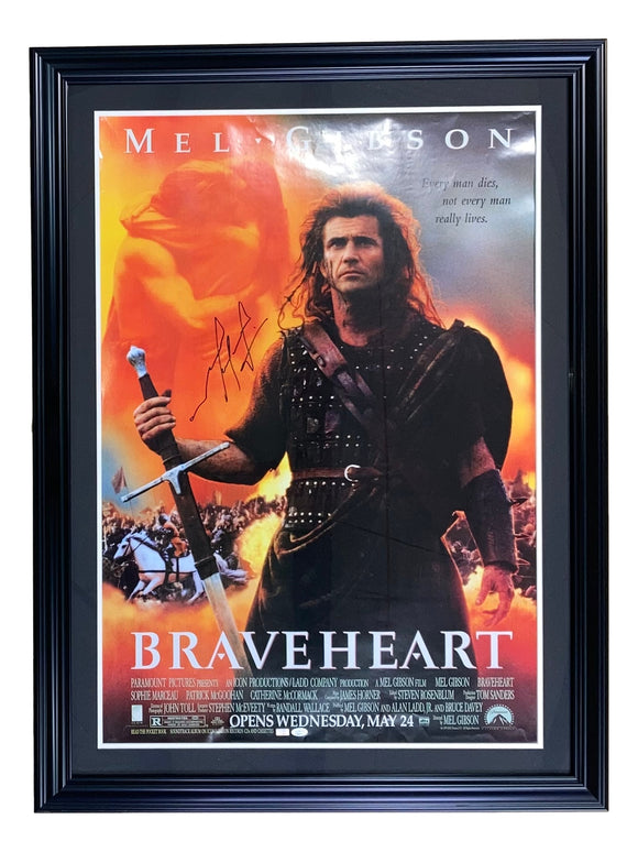 Mel Gibson Signed Framed 27x39 Braveheart Movie Poster JSA Hologram Sports Integrity