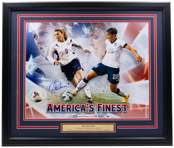 Mia Hamm Signed Framed 16x20 Americas Finest USA Soccer Collage Photo PSA/DNA Sports Integrity