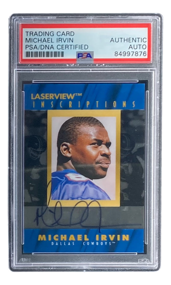 Michael Irvin Signed Dallas Cowboys 1996 Pinnacle Laserview Trading Card PSA/DNA