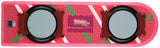 The Michael J. Fox Signed Back To The Future Replica Hover Board by Sports Integrity is pink with black and green accents, features the Part II logo at the center, and has two circular pads on top.