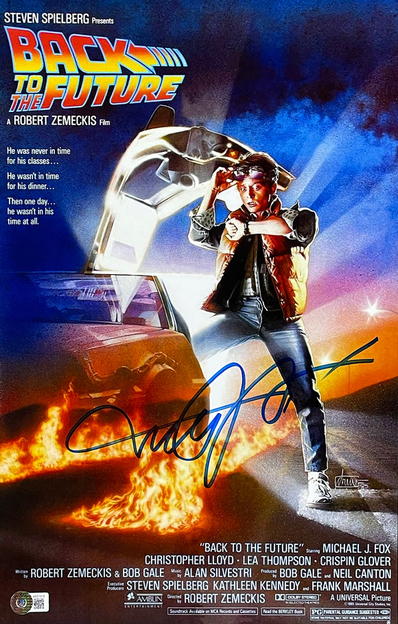 Michael J Fox Signed Back to the Future 11x17 Poster Photo BAS ITP