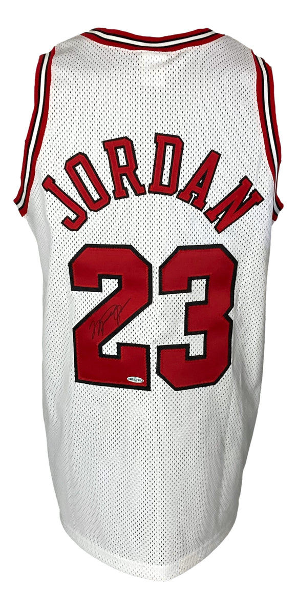 Michael Jordan Signed Chicago Bulls White Nike Basketball Jersey UDA BAG54562 Sports Integrity