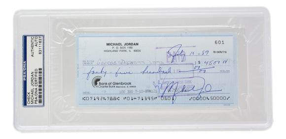 Michael Jordan Chicago Bulls Signed Slabbed  Bank Check #601 PSA/DNA