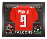 Michael Penix Jr Atlanta Signed Framed Red Football Jersey BAS