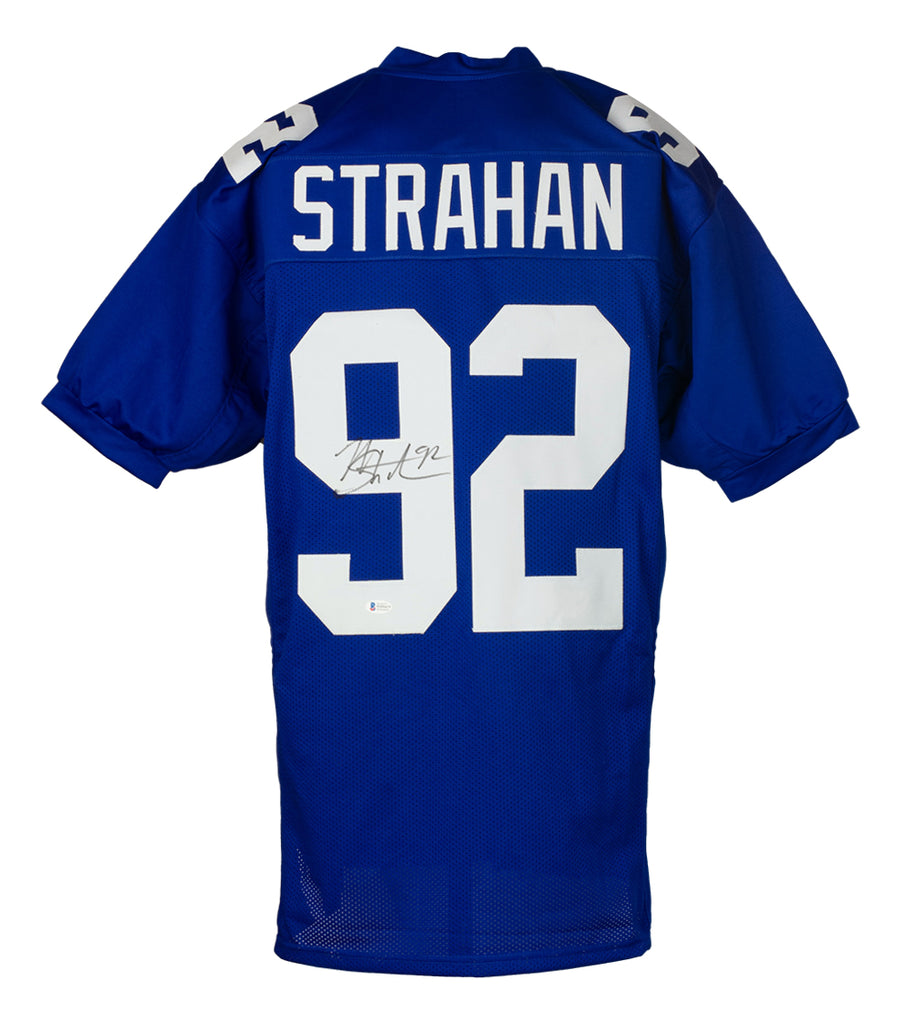 Michael Strahan Signed Blue Pro-Style Custom Football Jersey BAS