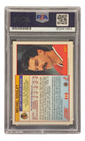 Sports Integrity’s Michel Goulet Signed 1991 Score #201 Chicago Blackhawks Hockey Card is PSA/DNA authenticated (85041963), showcasing Goulet’s photo, stats, and team logo with bilingual text in a graded slab.
