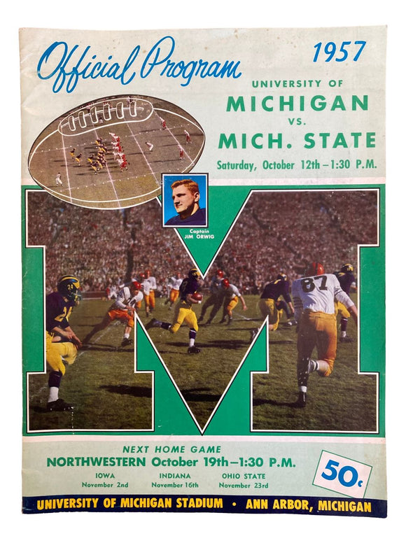 Michigan vs Michigan State October 19 1957 Official Game Program