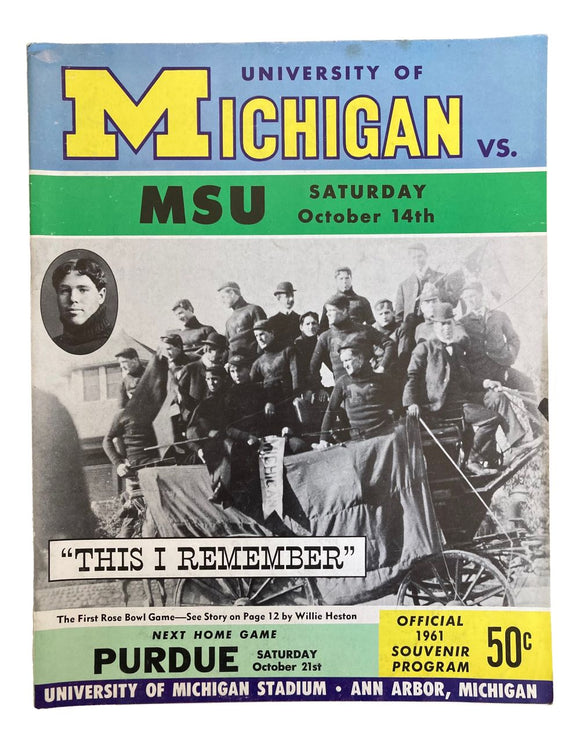 Michigan vs Michigan State October 14 1961 Official Game Program