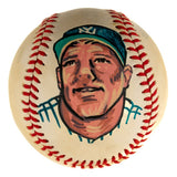 Mickey Mantle New York Yankees Signed Baseball w/ Hand-Painted Portrait JSA LOA