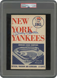 Mickey Mantle Signed New York Yankees vs Tigers 1961 Official Game Program PSA