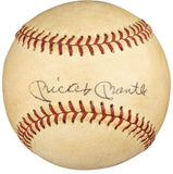 A 1960s American League baseball by Sports Integrity, white with red stitching, showcases Mickey Mantle's bold black signature. PSA/DNA LOA included.