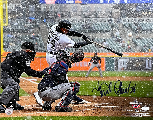 Miguel Cabrera Signed Detroit Tigers Opening Day Snow 16x20 Photo JSA ITP