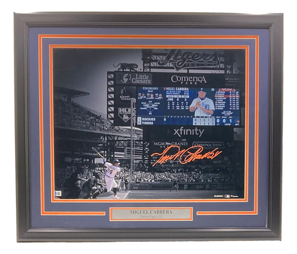 Miguel Cabrera Signed Framed 16x20 Detroit Tigers Scoreboard Photo BAS Sports Integrity