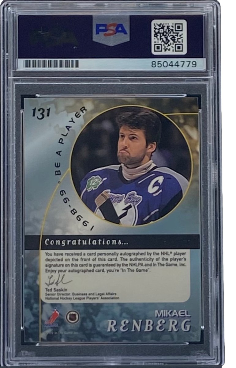 Mikael Renberg Signed 1998 In The Game #131 Lightning Hockey Card PSA ...