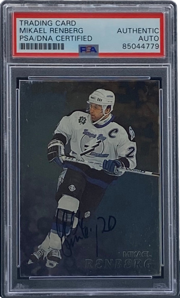 Mikael Renberg Signed 1998 In The Game #131 Lightning Hockey Card PSA/DNA Sports Integrity