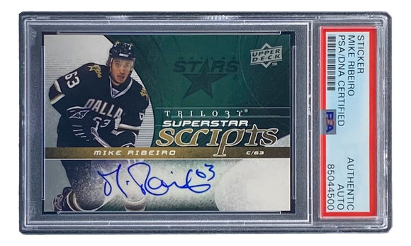 Mike Ribiero Signed 2008 UD Trilogy #SS-MR Dallas Stars Hockey Card PSA/DNA
