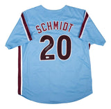 Mike Schmidt Philadelphia Signed Light Blue Baseball Jersey BAS