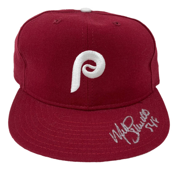 Mike Schmidt Signed Philadelphia Phillies New Era Baseball Hat 548 Inscribed PSA Sports Integrity