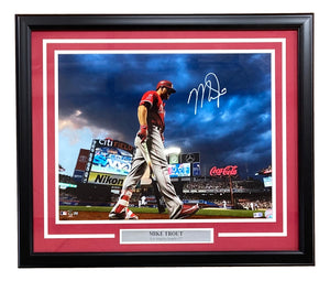 Mike Trout Signed Framed 16x20 Los Angeles Angels Photo MLB Hologram Sports Integrity