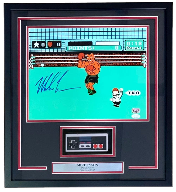 Mike Tyson Signed Framed 11x14 Boxing Punch Out Photo w/ NES Controller JSA ITP