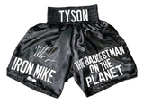 Mike Tyson Signed Custom Black Baddest Man Boxing Trunks JSA ITP
