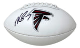The Sports Integrity Michael Vick Signed Atlanta Falcons Logo Football features the team logo and Michael Vick's black autograph on its white surface.
