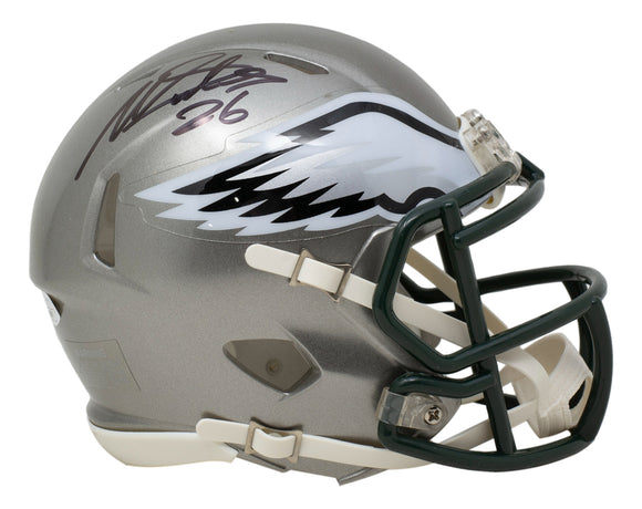 Miles Sanders Signed Eagles Flash Mini Speed Replica Helmet JSA