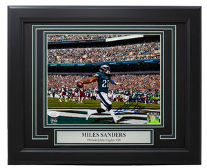 Miles Sanders Signed Framed Philadelphia Eagles 8x10 Touchdown Photo JSA ITP