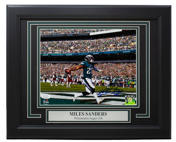 Miles Sanders Signed Framed Philadelphia Eagles 8x10 Touchdown Photo JSA ITP Sports Integrity