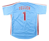 Miles Teller Philadelphia Signed Light Blue Baseball Jersey BAS BT57602