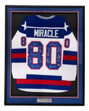 1980 USA Hockey (18) Signed Framed White Hockey Jersey Do You Believe BAS