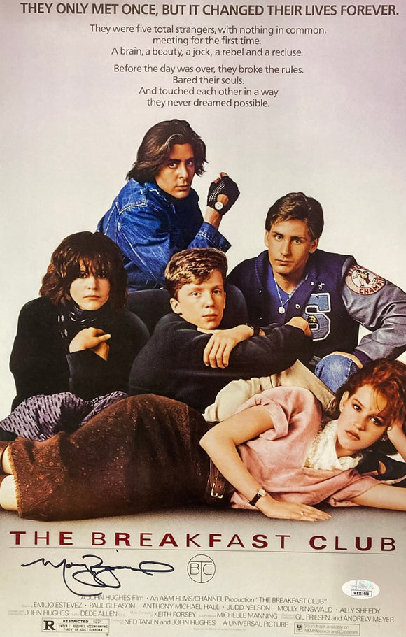 Molly Ringwald Signed 11x17 The Breakfast Club Movie Poster Photo JSA ITP Sports Integrity