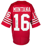 Joe Montana San Francisco Signed Red Pro Style Football Jersey JSA