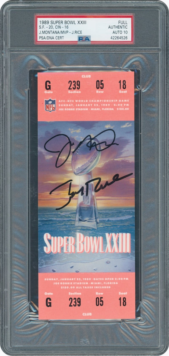 Joe Montana Jerry Rice Signed 49ers Super Bowl XXIII Ticket PSA/DNA Au ...