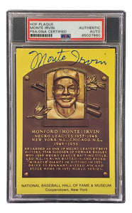 Monte Irvin Signed 4x6 New York Giants HOF Plaque Card PSA/DNA 85027860 Sports Integrity