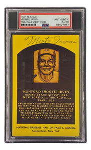 Monte Irvin Signed 4x6 New York Giants HOF Plaque Card PSA/DNA 85027861 Sports Integrity