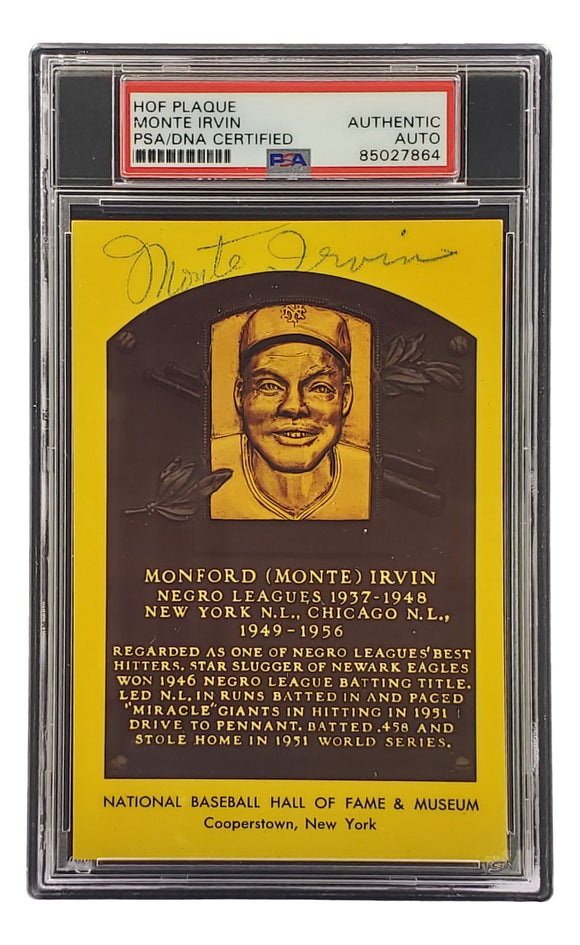 Monte Irvin Signed 4x6 New York Giants HOF Plaque Card PSA/DNA 85027864 Sports Integrity