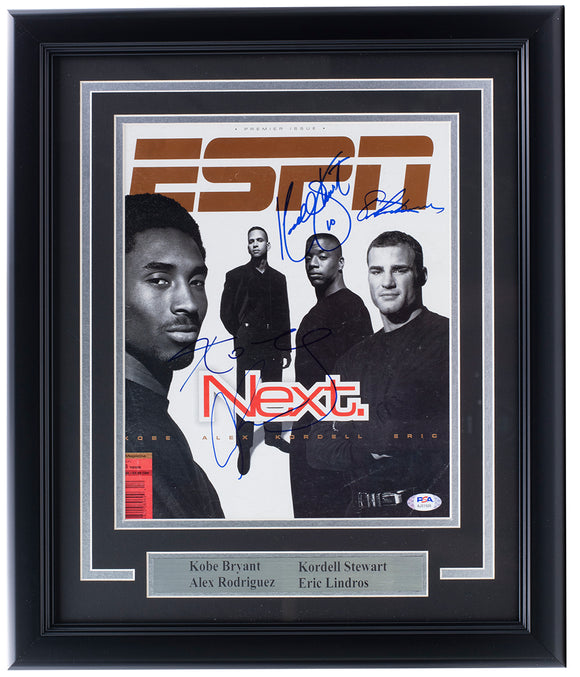 Kobe Bryant, Lindros, Arod, Stewart Signed Framed ESPN Magazine Cover PSA LOA Sports Integrity