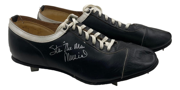 Stan Musial St. Louis Cardinals Signed Vintage Baseball Cleats The Man Insc BAS Sports Integrity