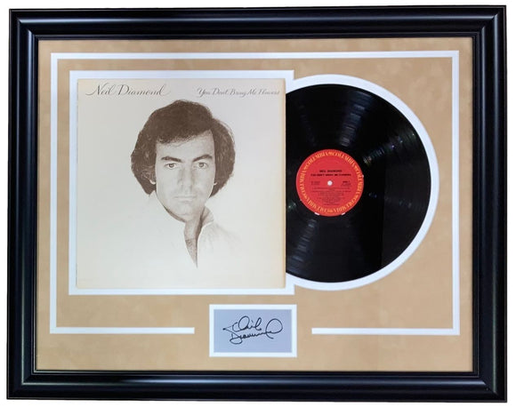 Neil Diamond Framed 1978 You Don't Bring Me Flowers Record w/ Laser Engraved Sig