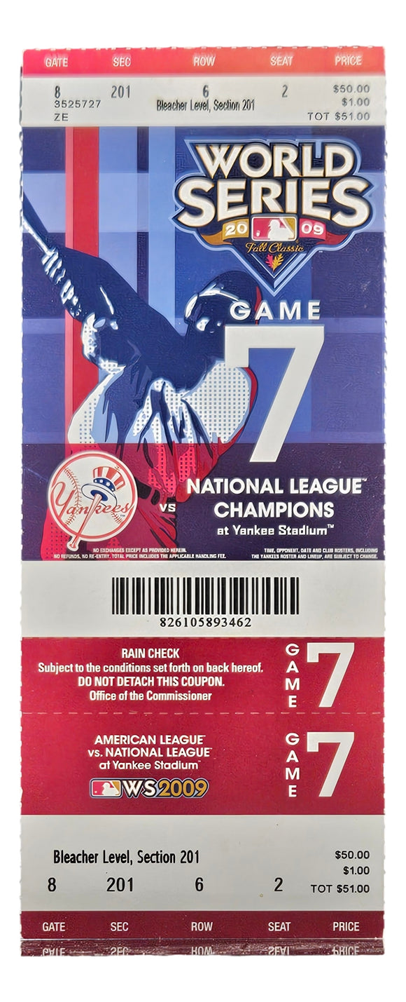 New York Yankees 2009 World Series Game 7 Bleacher Level Ticket
