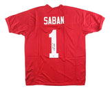Nick Saban Alabama Signed Crimson Football Jersey BAS