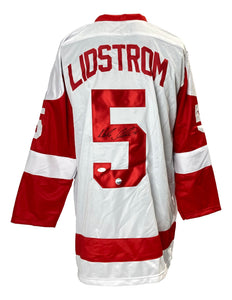Nicklas Lidstrom Signed Custom White Pro-Style Hockey Jersey JSA+Lojo