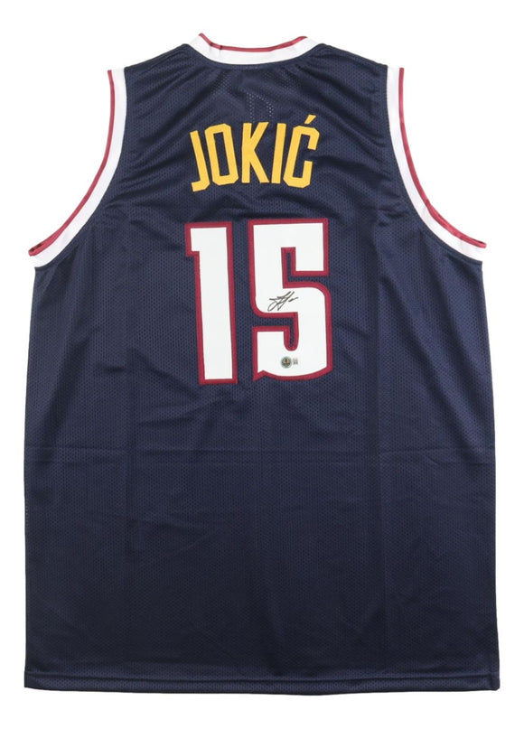 Nikola Jokic Denver Signed Navy Basketball Jersey BAS