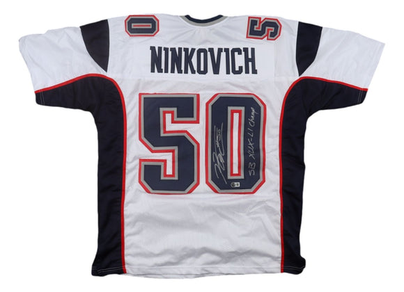 Rob Ninkovich New England Signed White Football Jersey SB XLIX LI Champ BAS