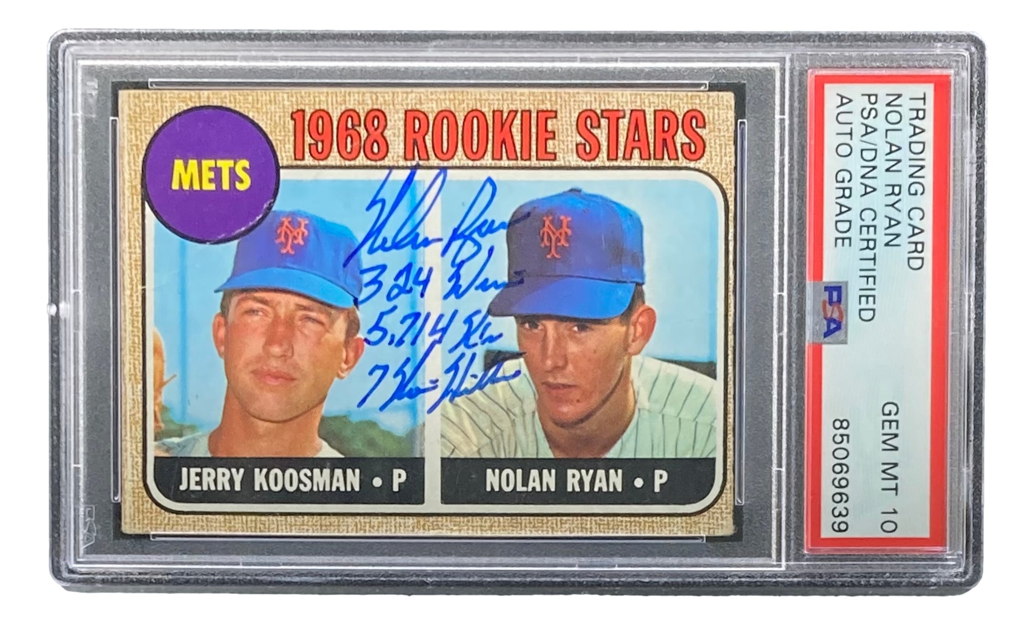 Nolan Ryan Signed 1968 Topps #177 Rookie Card Stat Inscr PSA/DNA Auto –  Sports Integrity