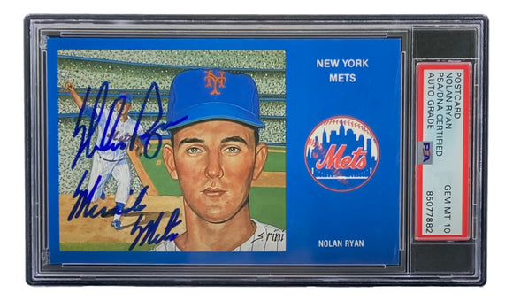 Nolan Ryan Signed New York Mets Postcard Miracle Mets PSA/DNA Auto Gem MT 10 Sports Integrity